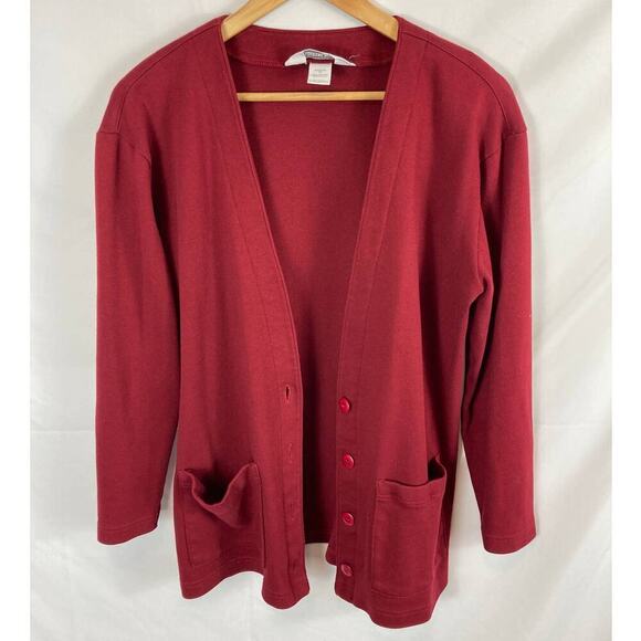 Lands End Button UP V Neck Cardigan Sweater Red Size XS - Picture 1 of 4